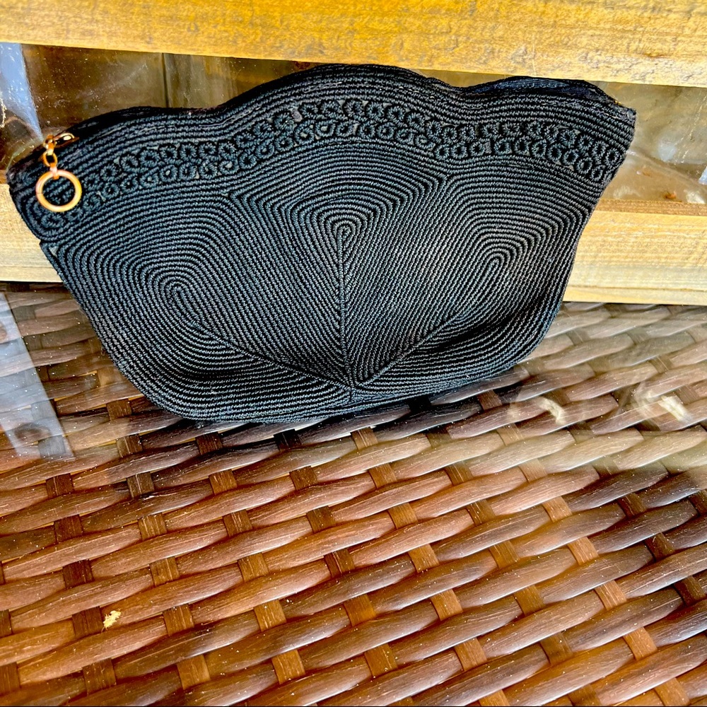Vintage Black Corded Small Pouch